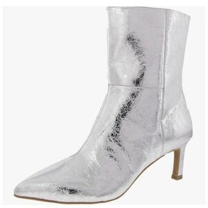 DV Dolce Vita Size 6.5 Silver Metallic Pointed‎ Toe Ankle Boots Gradie Women's